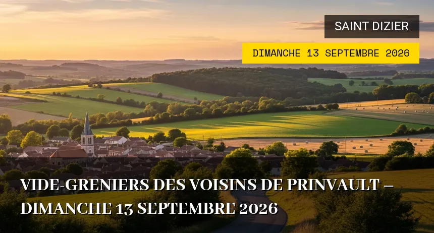 Affiche de l'événement : Vide-greniers des Voisins de Prinvault – Dimanche 13 Septembre 2026