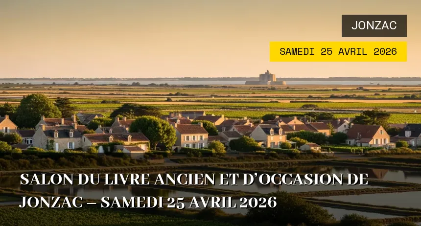 Affiche de l'événement : Salon du Livre ancien et d&rsquo;occasion de Jonzac – Samedi 25 Avril 2026