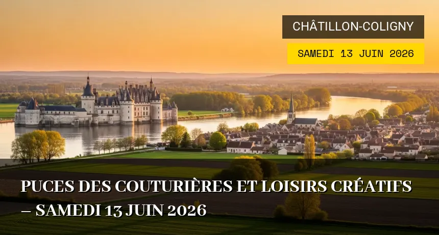 Affiche de l'événement : Puces des couturières et loisirs créatifs – Samedi 13 Juin 2026