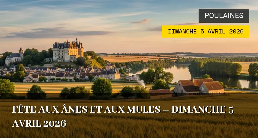 Affiche de l'événement : Fête aux ânes et aux mules – Dimanche 5 Avril 2026