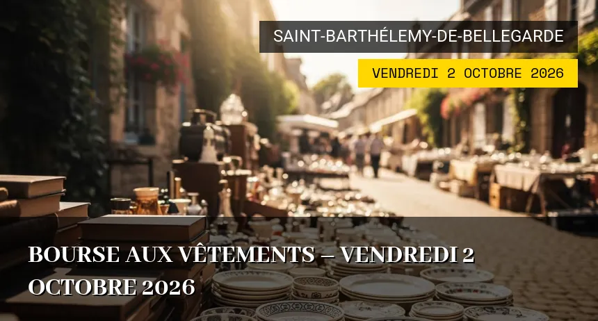 Affiche de l'événement : Bourse aux vêtements – Vendredi 2 Octobre 2026