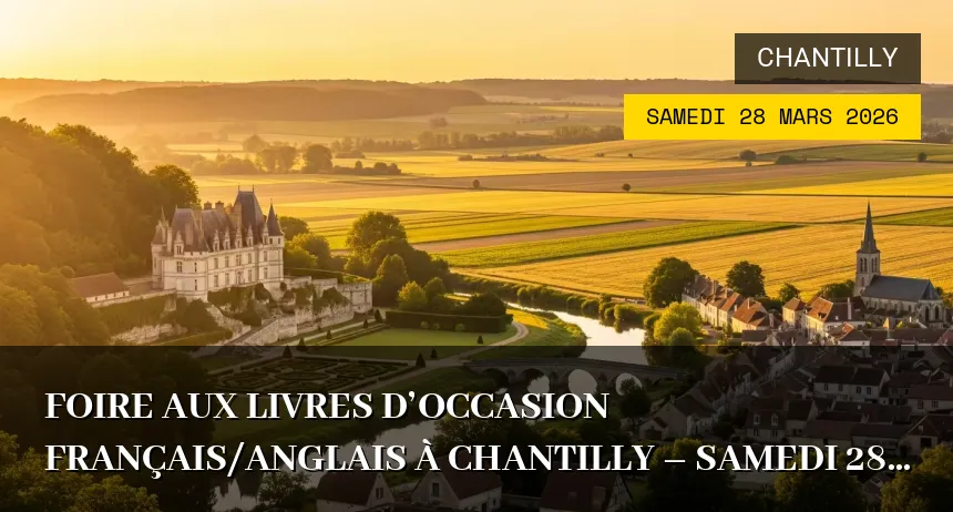 Affiche de l'événement : Foire aux livres d&rsquo;occasion français/anglais à Chantilly – Samedi 28 Mars 2026