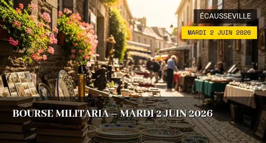 Affiche de l'événement : Bourse Militaria à Écausseville – Lundi 1 Juin 2026