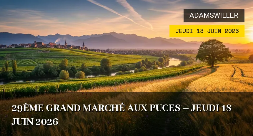 Affiche de l'événement : 29ème grand marché aux puces – Jeudi 18 Juin 2026