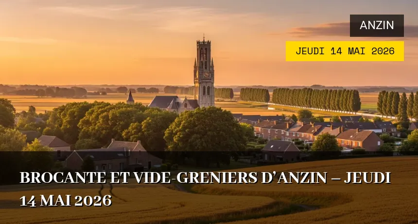 Affiche de l'événement : Brocante et Vide-greniers d&rsquo;Anzin – Jeudi 14 Mai 2026