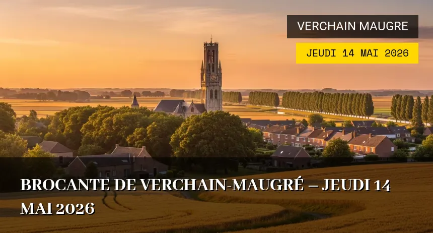 Affiche de l'événement : Brocante de Verchain-Maugré – Jeudi 14 Mai 2026