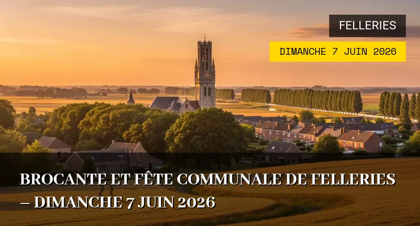 Affiche de l'événement : Brocante et Fête Communale de Felleries – Dimanche 7 Juin 2026