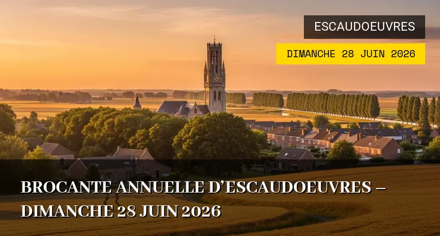 Affiche de l'événement : Brocante annuelle d&rsquo;Escaudoeuvres – Dimanche 28 Juin 2026