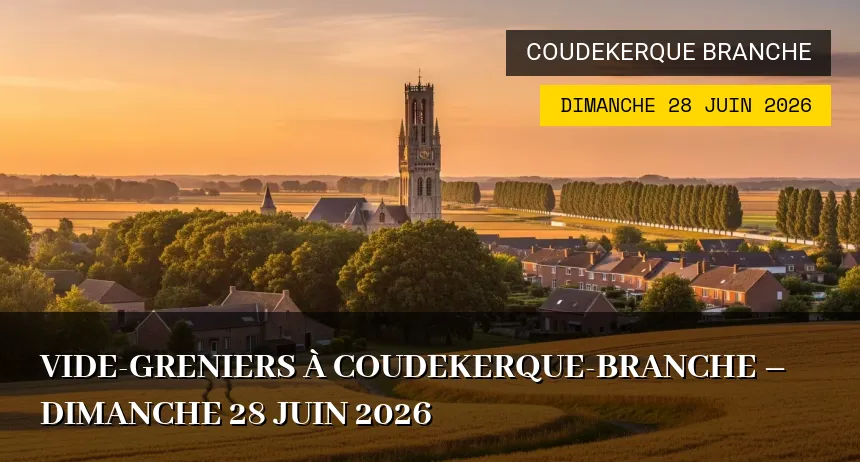 Affiche de l'événement : Vide-greniers à Coudekerque-Branche – Dimanche 28 Juin 2026