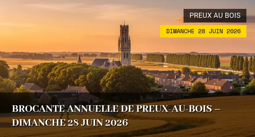 Affiche de l'événement : Brocante annuelle de Preux-au-Bois – Dimanche 28 Juin 2026