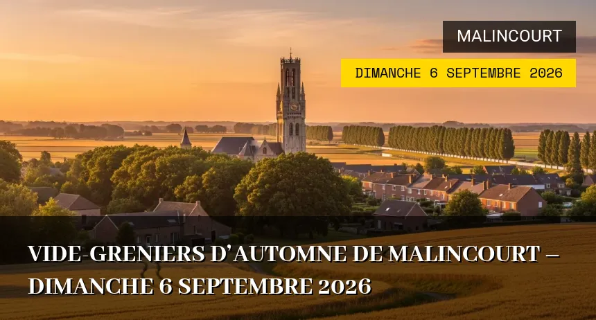 Affiche de l'événement : Vide-greniers d&rsquo;Automne de Malincourt – Dimanche 6 Septembre 2026