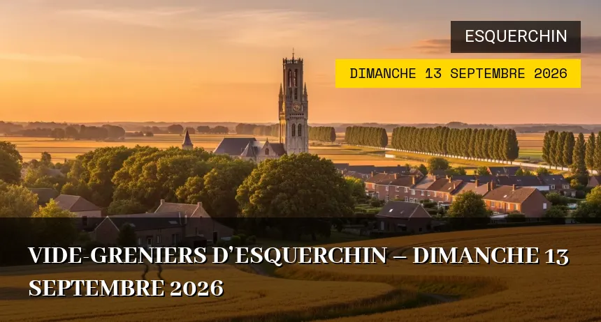 Affiche de l'événement : Vide-greniers d&rsquo;Esquerchin – Dimanche 13 Septembre 2026