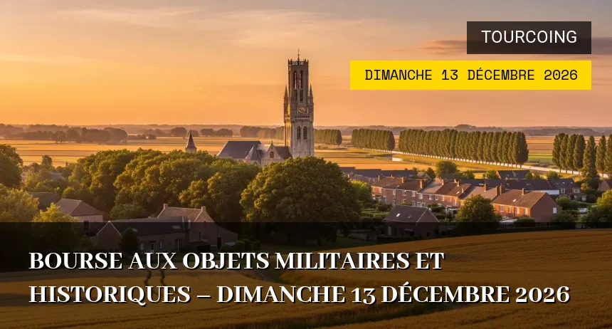 Affiche de l'événement : Bourse aux objets militaires et historiques – Dimanche 13 Décembre 2026
