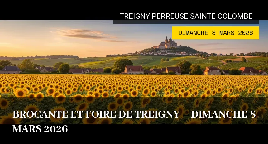 Affiche de l'événement : Brocante et Foire de Treigny – Dimanche 8 Mars 2026