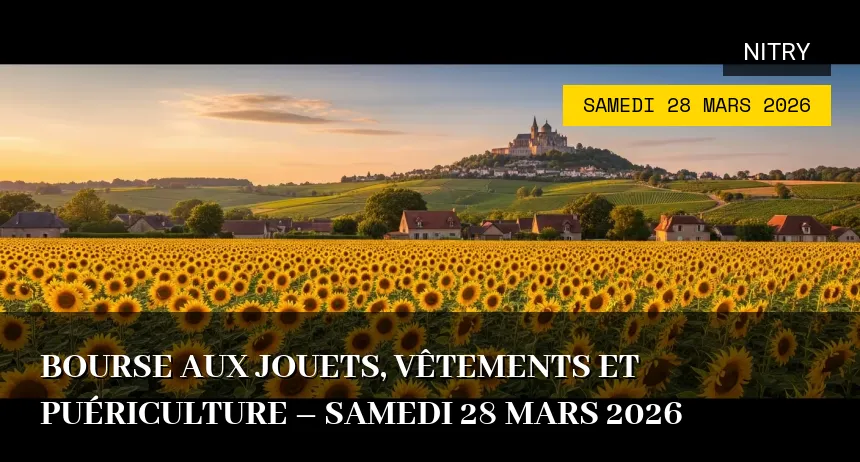 Affiche de l'événement : Bourse aux jouets, vêtements et puériculture – Samedi 28 Mars 2026