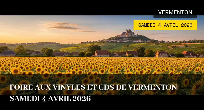 Affiche de l'événement : Foire aux Vinyles et CDs de Vermenton – Samedi 4 Avril 2026