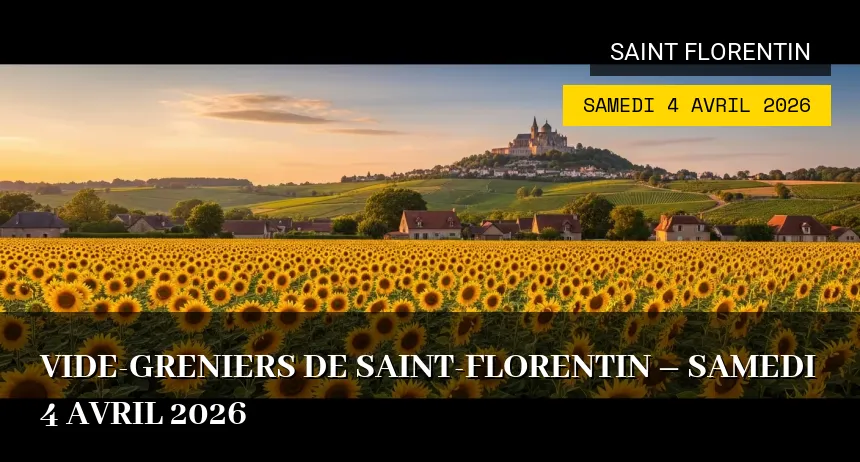 Affiche de l'événement : Vide-greniers de Saint-Florentin – Samedi 4 Avril 2026