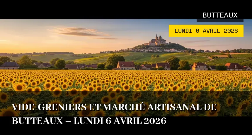 Affiche de l'événement : Vide-greniers et marché artisanal de Butteaux – Lundi 6 Avril 2026
