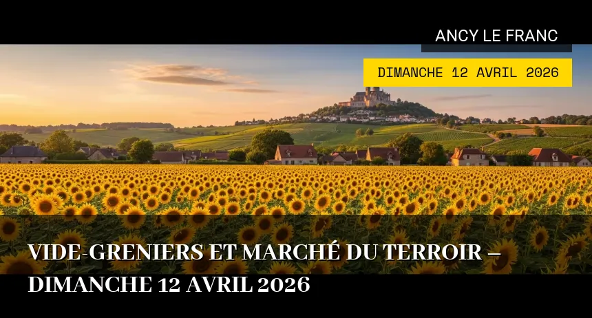 Affiche de l'événement : Vide-greniers et Marché du Terroir – Dimanche 12 Avril 2026