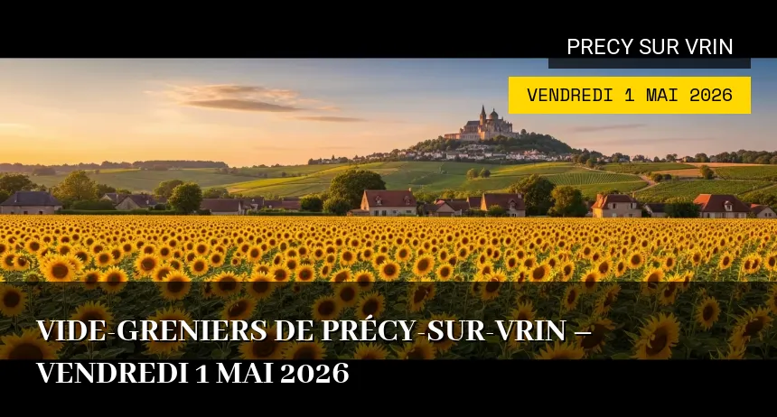 Affiche de l'événement : Vide-greniers de Précy-sur-Vrin – Vendredi 1 Mai 2026