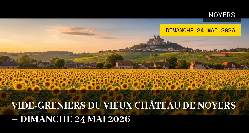 Affiche de l'événement : Vide-greniers du Vieux Château de Noyers – Dimanche 24 Mai 2026