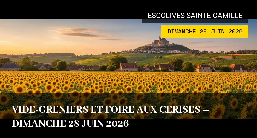 Affiche de l'événement : Vide-greniers et Foire aux Cerises – Dimanche 28 Juin 2026