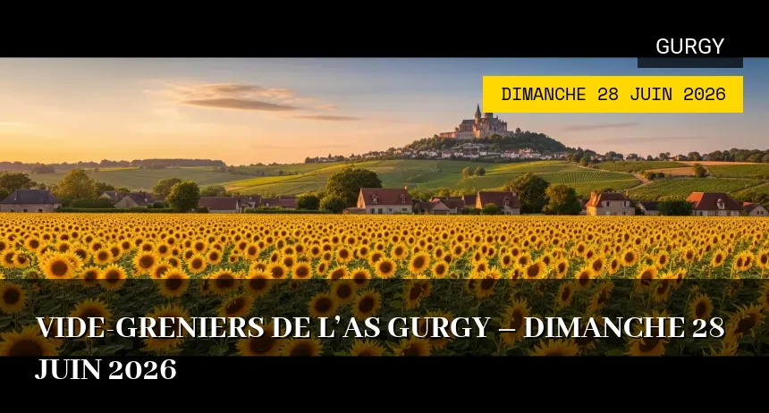 Affiche de l'événement : Vide-greniers de l&rsquo;AS Gurgy – Dimanche 28 Juin 2026