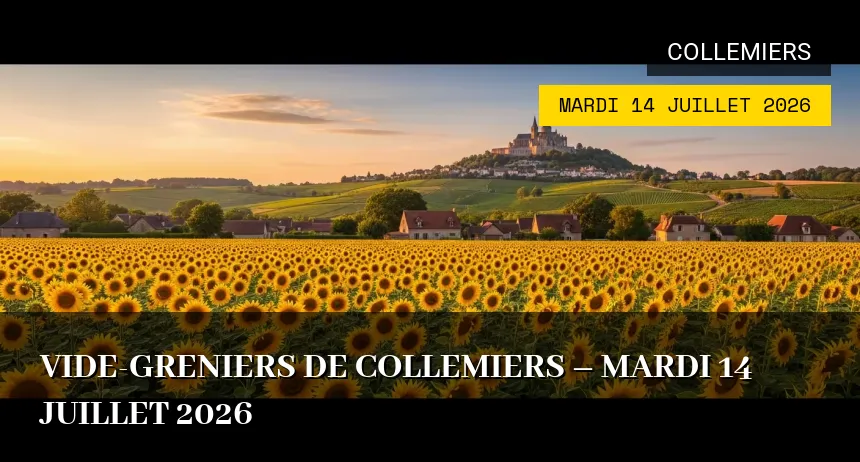 Affiche de l'événement : Vide-greniers de Collemiers – Mardi 14 Juillet 2026