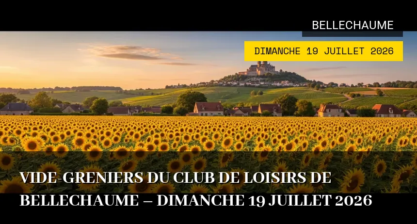 Affiche de l'événement : Vide-greniers du Club de Loisirs de Bellechaume – Dimanche 19 Juillet 2026