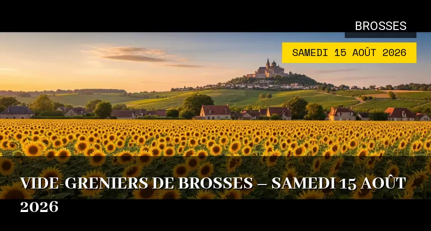 Affiche de l'événement : Vide-greniers de Brosses – Samedi 15 Août 2026