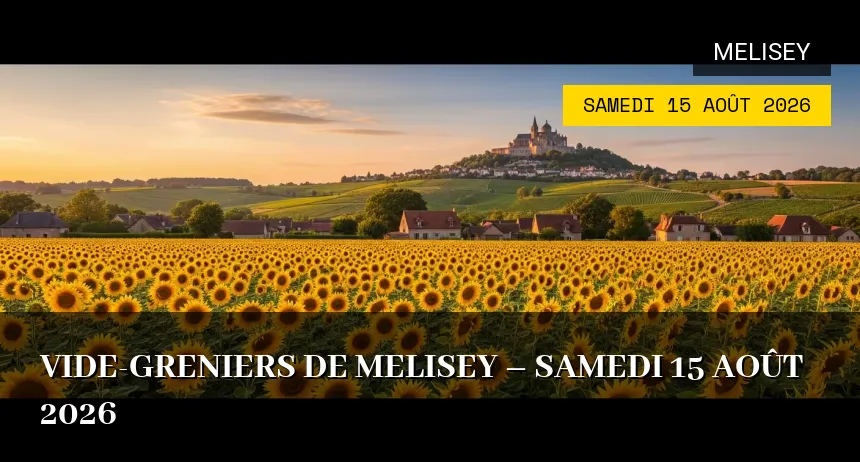 Affiche de l'événement : Vide-greniers de Melisey – Samedi 15 Août 2026