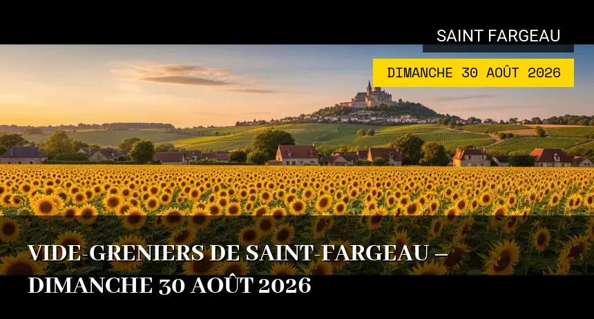 Affiche de l'événement : Vide-greniers de Saint-Fargeau – Dimanche 30 Août 2026