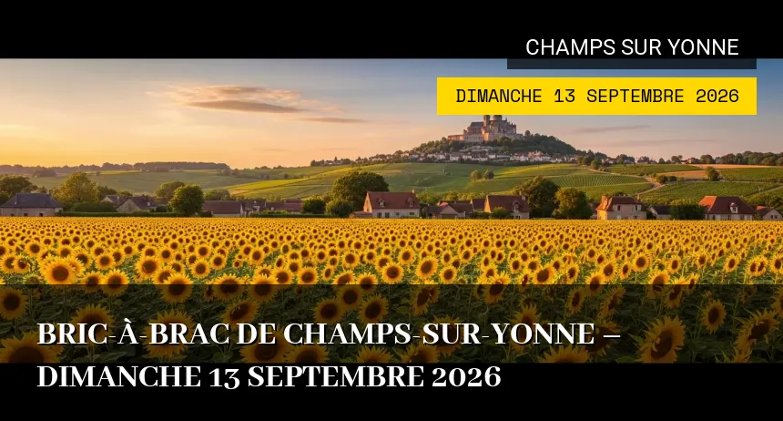 Affiche de l'événement : Bric-à-brac de Champs-sur-Yonne – Dimanche 13 Septembre 2026