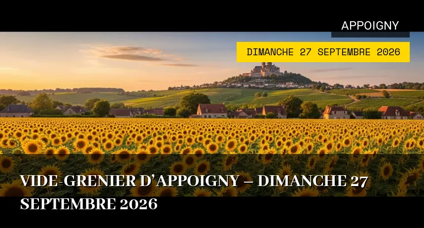 Affiche de l'événement : Vide-grenier d&rsquo;Appoigny – Dimanche 27 Septembre 2026