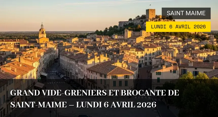 Affiche de l'événement : Grand Vide-greniers et Brocante de Saint-Maime – Lundi 6 Avril 2026