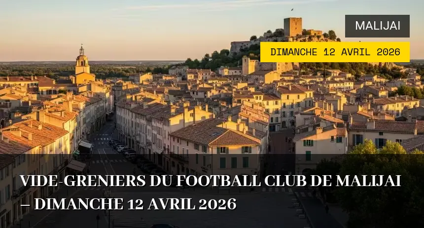Affiche de l'événement : Vide-greniers du Football Club de Malijai – Dimanche 12 Avril 2026