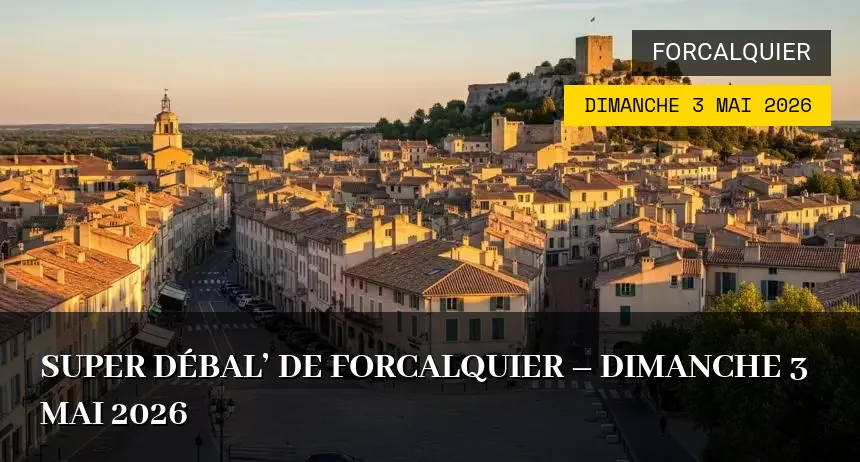 Affiche de l'événement : Super Débal&rsquo; de Forcalquier – Dimanche 3 Mai 2026