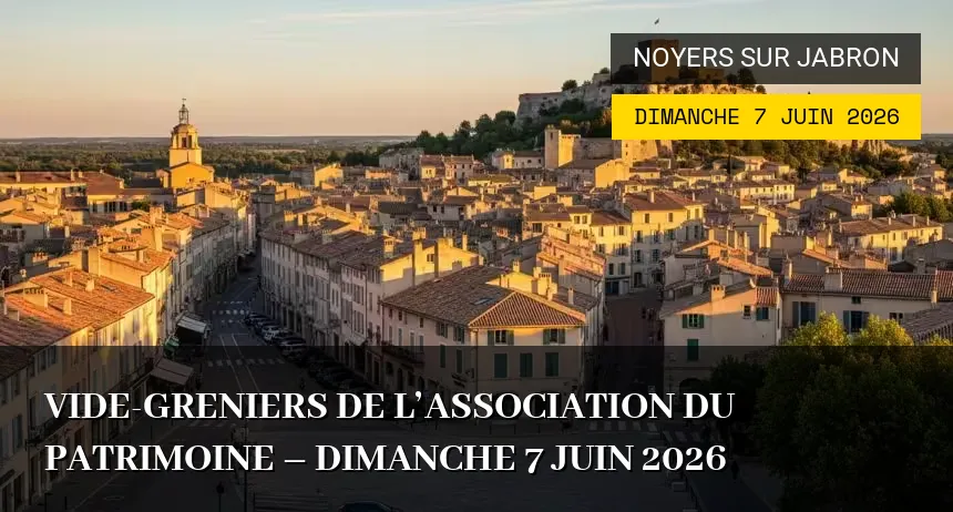 Affiche de l'événement : Vide-greniers de l&rsquo;Association du Patrimoine – Dimanche 7 Juin 2026
