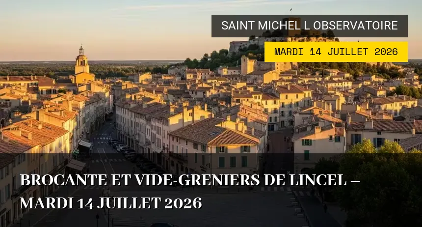 Affiche de l'événement : Brocante et Vide-greniers de Lincel – Mardi 14 Juillet 2026