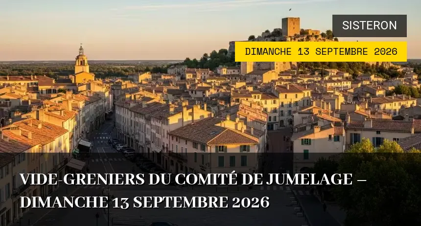 Affiche de l'événement : Vide-greniers du Comité de Jumelage – Dimanche 13 Septembre 2026
