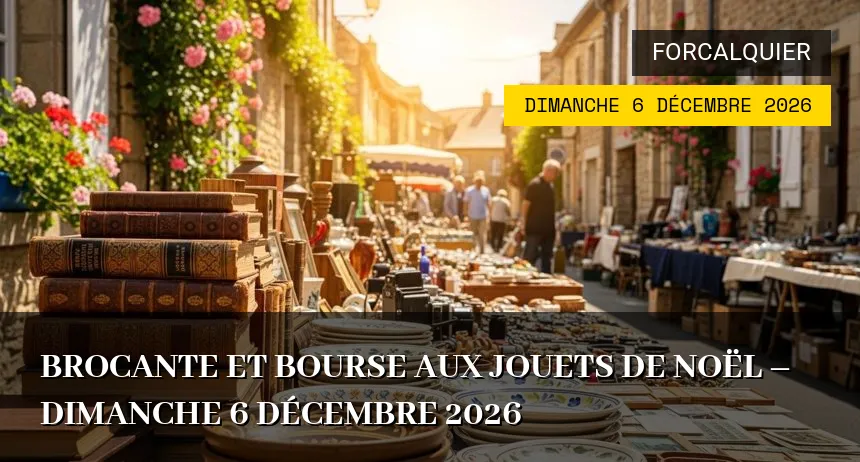 Affiche de l'événement : Brocante et Bourse aux jouets de Noël – Dimanche 6 Décembre 2026
