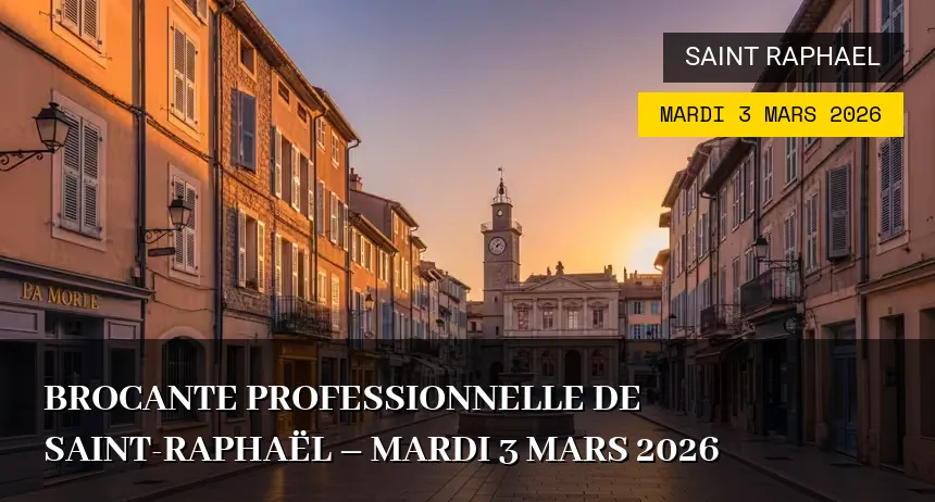 Affiche de l'événement : Brocante Professionnelle de Saint-Raphaël – Mardi 3 Mars 2026