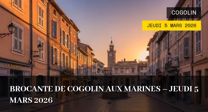 Affiche de l'événement : Brocante de Cogolin aux Marines – Jeudi 5 Mars 2026