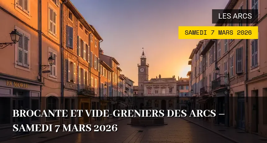 Affiche de l'événement : Brocante et Vide-Greniers des Arcs – Samedi 7 Mars 2026