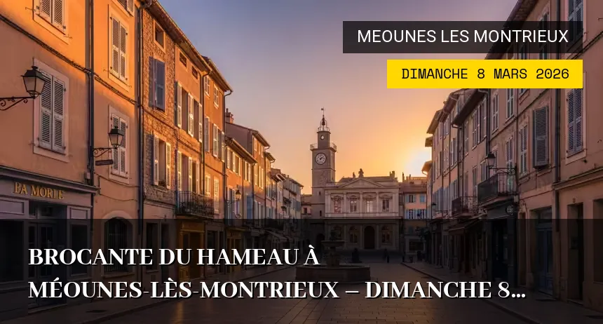 Affiche de l'événement : Brocante du Hameau à Méounes-lès-Montrieux – Dimanche 8 Mars 2026