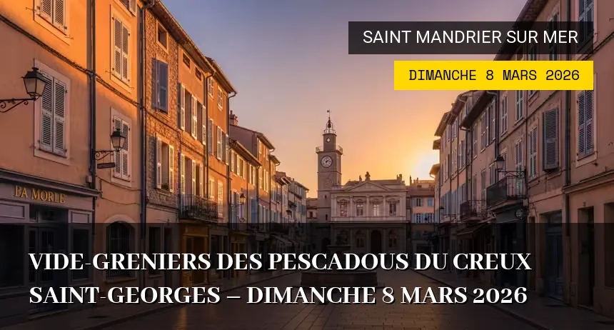 Affiche de l'événement : Vide-greniers des Pescadous du Creux Saint-Georges – Dimanche 8 Mars 2026