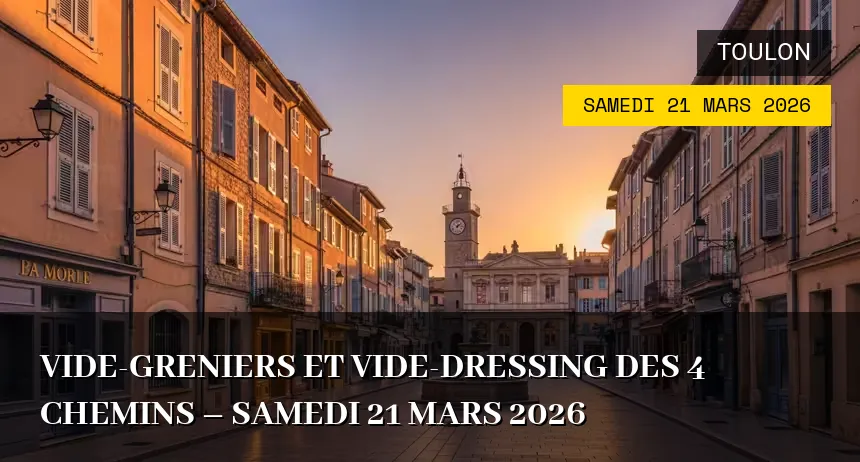 Affiche de l'événement : Vide-greniers et Vide-dressing des 4 Chemins – Samedi 21 Mars 2026