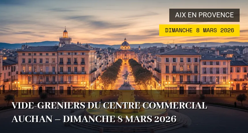 Affiche de l'événement : Vide-greniers du Centre Commercial Auchan – Dimanche 8 Mars 2026