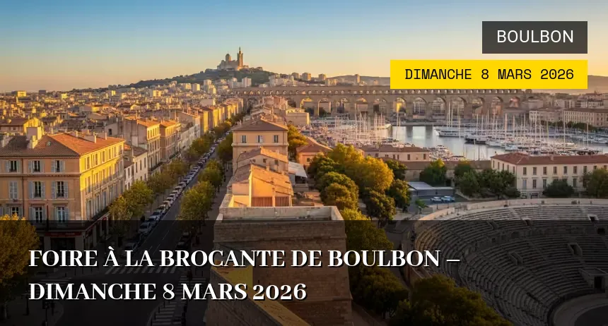 Affiche de l'événement : Foire à la Brocante de Boulbon – Dimanche 8 Mars 2026