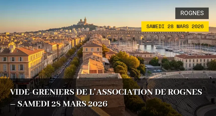 Affiche de l'événement : Vide-greniers de l&rsquo;Association de Rognes – Samedi 28 Mars 2026